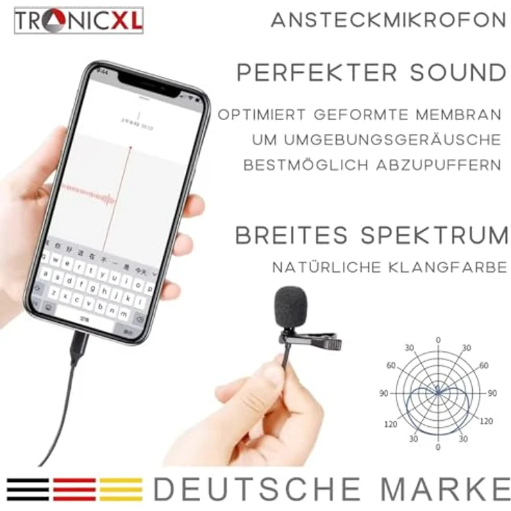 TronicXL Mikrofon 2 Stück USB-C Ansteckmikrofon (2-tlg), Smartphone Tablet Podcast Interview (schwarz) – Bild 3