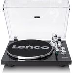 Lenco LBT-215BK - Plattenspieler mit Bluetooth® und einem Metall-Plattenteller, Tonarm und Gegengewicht - Piano Black