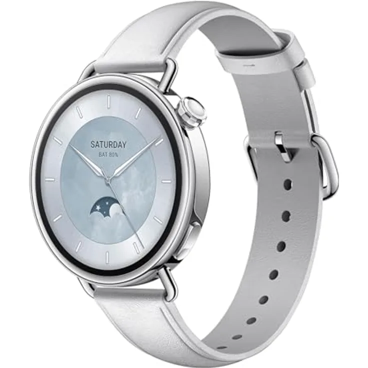 XIAOMI Watch S4, 41mm Smartwatch mit Lederarmband in Weiß, präzise Gesundheitsüberwachung und 150+ Sportmodi