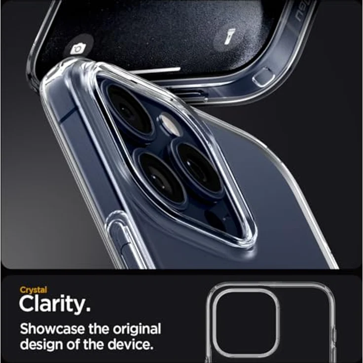 Spigen Liquid Crystal Hülle Kompatibel mit iPhone 15 Pro - Crystal Clear Transparentes TPU Material, Schutzrand für Display und Kamera, Air Cushion Technologie, Mikro Punkt Technologie, passgenau für alle Anschlüsse – Bild 3