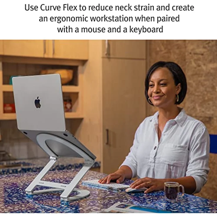 Twelve South Curve Flex | Ergonomischer höhen- und winkelverstellbarer Aluminium-Laptop-/MacBook-Ständer, passend für 10"-17", tragbar - inklusive Transporttasche, mattweiss, TS-2202 – Bild 5