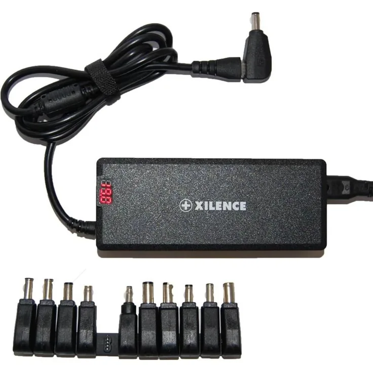 Xilence XM012, Notebook Netzteil 120W mit 11 Steckadaptern, Schwarz, einstellbare Ausgangsspannung, Überspannungsschutz