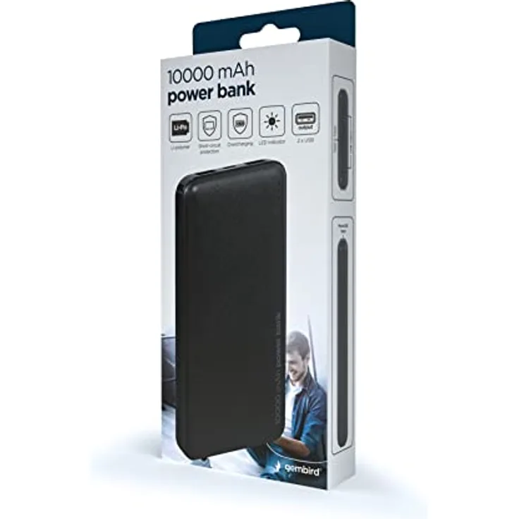 Gembird Powerbank 10.000 mAh 2X USB schwarz