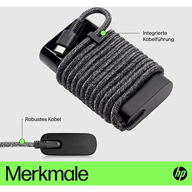 HP USB-C Ladekabel für Laptops, Tablets & Smartphones, 65W, 180 cm Kabellänge, schwarz – Bild 4