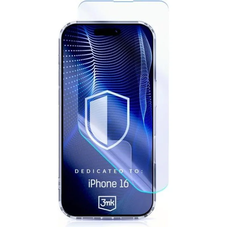 3MK FlexibleGlass Pro, Displayschutzfolie für Apple iPhone 16, kratzresistent und schlagfest, 0,3 mm dick