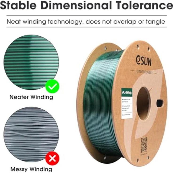 eSUN Silk Magic PLA Filament 1.75mm, Dual-Color Co-Extrusion, Farbverlauf Schwarz Grün, 1KG Spule für 3D-Drucker – Bild 3
