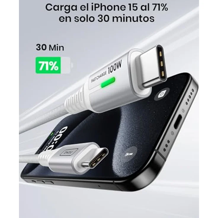 INIU USB C auf USB C Kabel 100W, Schnellladekabel PD 5A QC 4.0, 2m + 2m, weiß, kompatibel mit iPhone 15, MacBook Pro 2021, iPad Air, Samsung S22, PS5, Switch, Pixel 7, Huawei – Bild 3