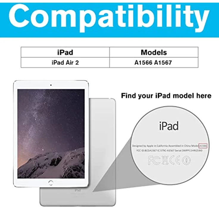 ProCase Hülle für iPad Air 2 (2014 Release), Leichte Stand Schutzhülle mit Translucent Frosted Rückseite, Automatischem Schlaf/Aufwach, Schwarz – Bild 2
