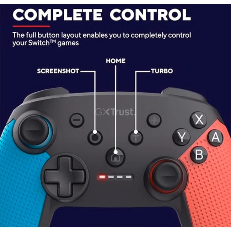 Trust Gaming GXT 1246B Muta Bluetooth Nintendo Switch Controller, Gaming Controller mit Dual-Shock-Vibration, 15h Spielzeit, Aufladbarer Akku, für Switch Lite, OLED, Blue Rot – Bild 5
