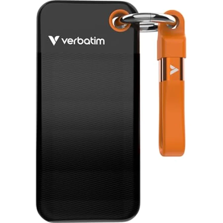 Verbatim 2 TB Pocket SSD USB 3.2 Gen 2 mit Schlüsselanhänger, Schwarz/Orange – Bild 1