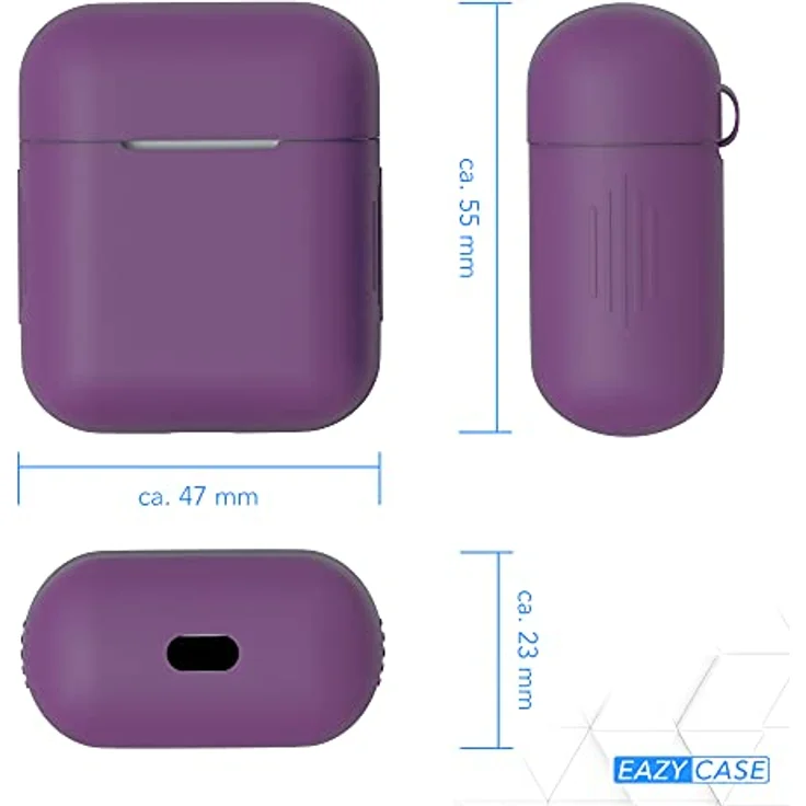 EAZY CASE Kopfhörer-Schutzhülle Silikon Hülle für Apple AirPods 1 & 2, Fullcover Box Silikoncase Schutzhülle Lila – Bild 6