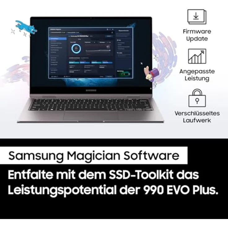 Samsung 990 EVO Plus NVMe M.2 SSD 4 TB, PCIe 4.0 x4 / PCIe 5.0 x2, NVMe 2.0 (2280), 7.250 MB/s Lesen, 6.300 MB/s Schreiben, Interne SSD für Gaming und Grafikbearbeitung, MZ-V9S4T0BW – Bild 5