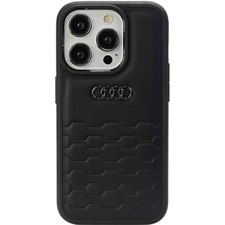 Audi GT Synthetic Leather Hülle für iPhone 15 Pro Max 6.7" Schwarz hardcase - Hartschalenkoffer aus TPU/Kunstleder