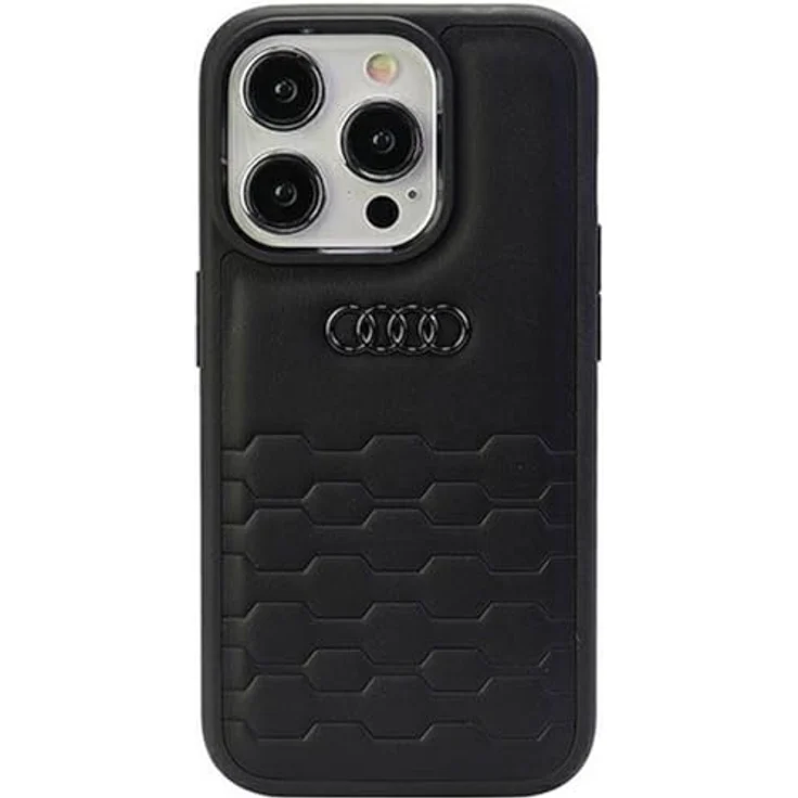 Audi GT Synthetic Leather Hülle für iPhone 15 Pro Max 6.7" Schwarz hardcase - Hartschalenkoffer aus TPU/Kunstleder