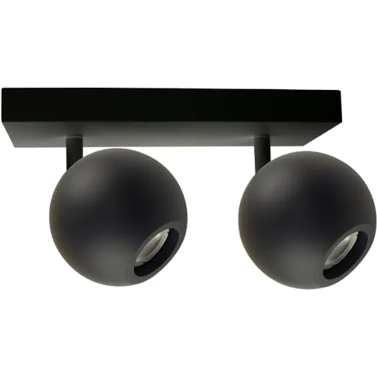 ENOVALITE Deckenleuchte GLOBE, 2-flammig, GU10 Fassung, aus Metall, Ø10cm, matt schwarz - Deckenlampe Kugel Spot Strahler Wohnzimmer Flur Küche