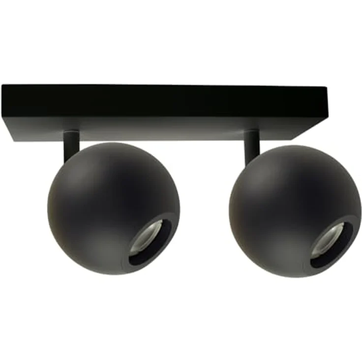 ENOVALITE Deckenleuchte GLOBE, 2-flammig, GU10 Fassung, aus Metall, Ø10cm, matt schwarz - Deckenlampe Kugel Spot Strahler Wohnzimmer Flur Küche – Bild 1