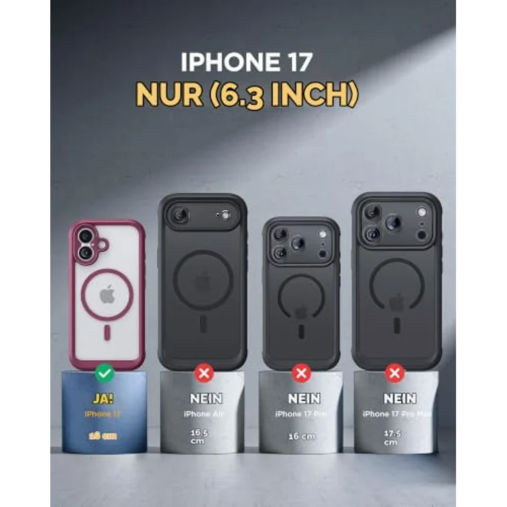 miracase iPhone 17 Hülle 6,3 Zoll, 360° Komplettschutz mit integriertem 9H-Glas-Displayschutz, Burgunderrot – Bild 2