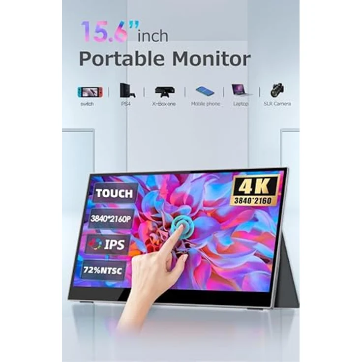 LIPA Lipa AX-60T Portable Monitor 4K 15.6" Touchscreen, Touchscreen Monitor mon03, Schwarz, für Playstation, Xbox, Switch, Smartphones und Computer, mit Schutzhülle – Bild 5