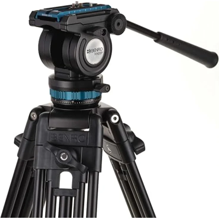 Benro KH25PC Videostativkit, Aluminium Videostativ mit 75-156 cm Höhe, 6,8 kg Traglast, kontinuierlicher Schwenkwiderstand, Wasserwaage – Bild 6