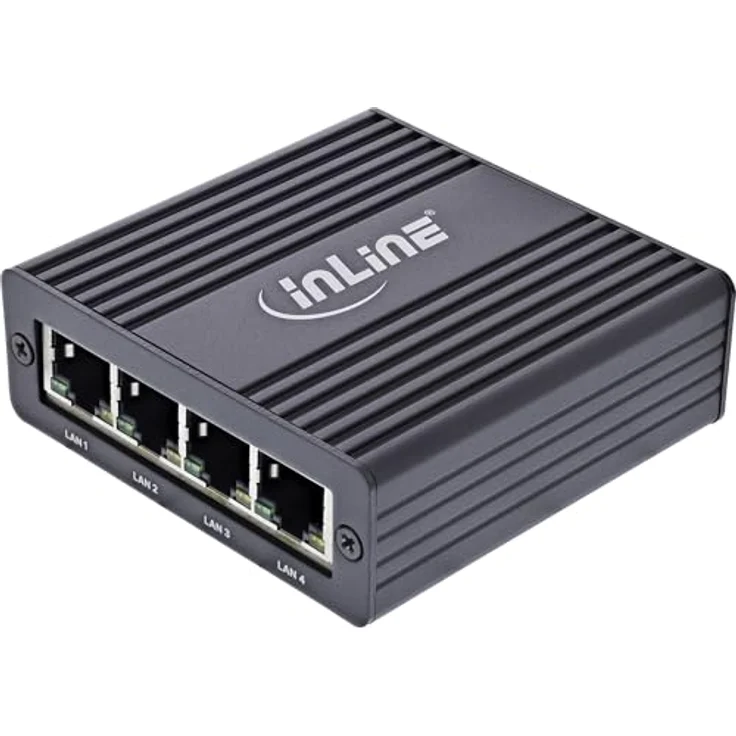 InLine USB-A 3.2 Gen.1 zu 4x RJ45 Gigabit Ethernet Adapter, vier Gigabit-Ports, VLAN, QoS, robustes Gehäuse – Bild 1