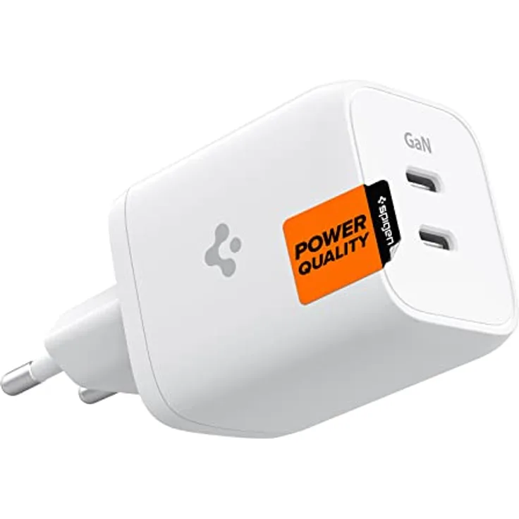 Spigen GaN 652 Total 65W 2 Port GaN III Tech Dual USB C Wandladegerät PD 3.0 Ladeblock Adapter Kompatibel mit MacBook Pro iPad iPhoine 15 14 13 Mini Plus Pro Max Galaxy S24 Ultra Plus S23 Steam Deck