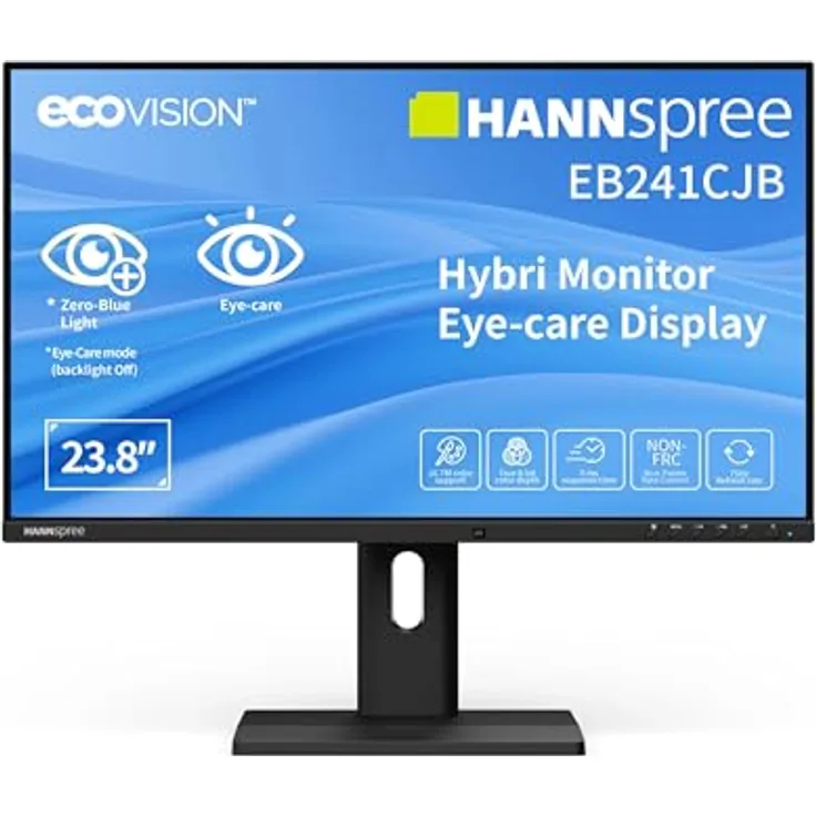 Hannspree EB241CJB, 23,8 Zoll FHD Monitor mit 6 ms Reaktionszeit und 16,7 Millionen Anzeigefarben