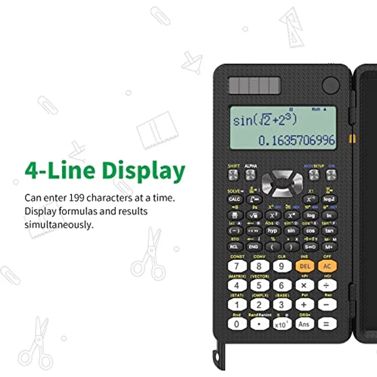 NEWYES Scientific Taschenrechner 417 Funktionen Engineering Calculator mit Schreibtafel und Stift für Studenten, Lehrer, Ingenieure, Solar und Batterie Dual Stromversorgung – Bild 3