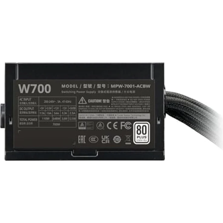 Cooler Master Elite NEX 700W 230V (700 W), PC Netzteil, Schwarz, Aktive Leistungsfaktorkorrektur und Effizienz von 85% – Bild 4