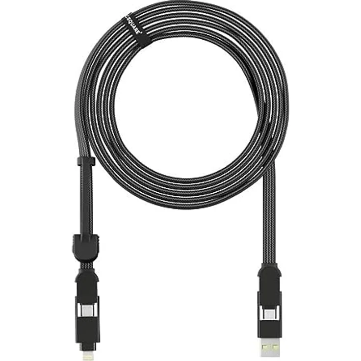 Rolling Square inCharge XL 3 m, Ladekabel, USB/Mikro-USB/Lightning, schwarz – Bild 1
