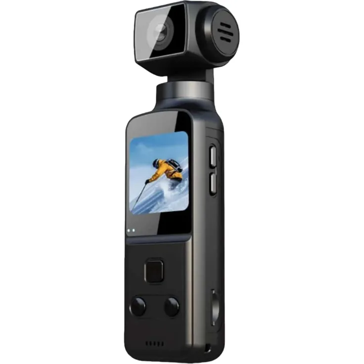 Zimilo 4K Mini Action-Kamera, 270° drehbare, stabilisierte, kompakte Weitwinkelkamera mit WiFi-Übertragung, kabelloser Verbindung, Schwarz
