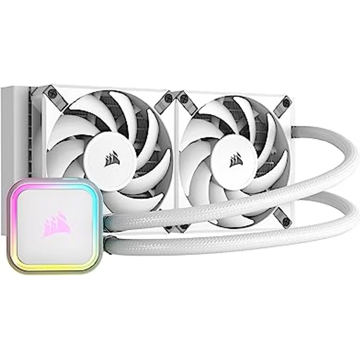 CORSAIR H100i RGB Elite Flüssig-CPU-Kühler - 240mm AIO - AF120 Elite PWM Lüfter - Intel® LGA 1700, 1200, 2066, AMD® AM5 & AM4 Sockel - Weiß – Bild 1