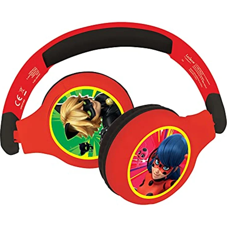 Lexibook Miraculous Ladybug Cat Noir, 2-in-1 Bluetooth- und Kabel-Kopfhörer, Stereo, schallt beim Kinderhörschutz auf 85 dB begrenzt, wiederaufladbar, rot/schwarz, HPBT010MI – Bild 3