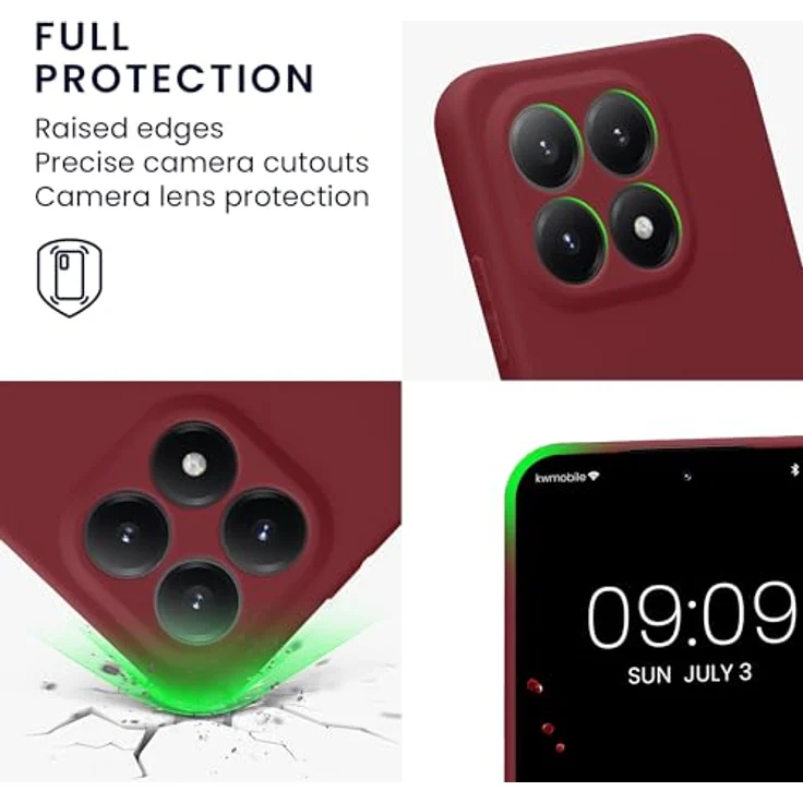 kwmobile Handyhülle kompatibel mit Xiaomi 15T - weiches Silikon Case in Bordeaux Violett, reißfest und rutschfest, präzise Ausschnitte für Knöpfe und Kamera – Bild 3