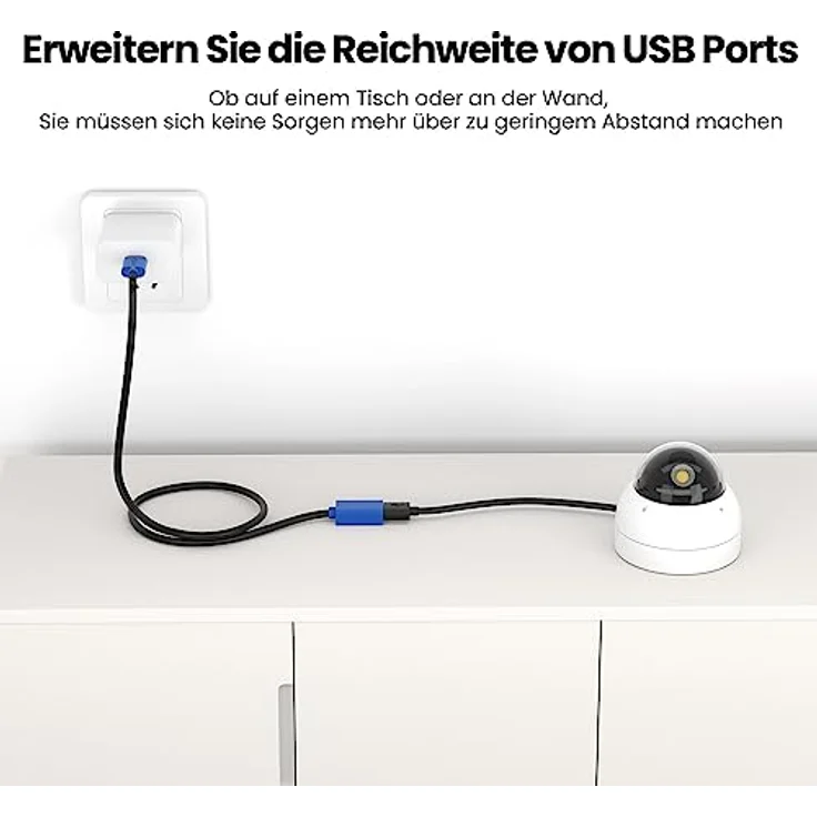 JAMEGA 5m USB 3.0 Verlängerungskabel mit Vergoldeten Kontakten - High Speed Datenübertragung 5Gbps - Schwarz – Bild 2