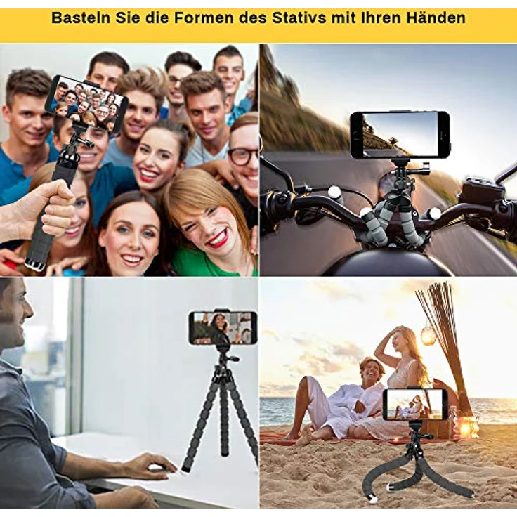 Handy Stativ Flexibel iPhone Stativ Halterung Kamera Stativ Mini Dreibeinstativ Reisestativ mit Bluetooth Fernbedienung für Iphone, Android Phones, Kameras, und GoPro – Bild 7