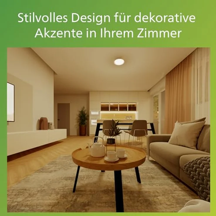 Philips Pebblo UltraEfficient LED Deckenleuchte, SceneSwitch, Schwarz, 10W, 1850Lm, 2700K, IP20, warmweißes Licht, 3 Lichteinstellungen – Bild 5
