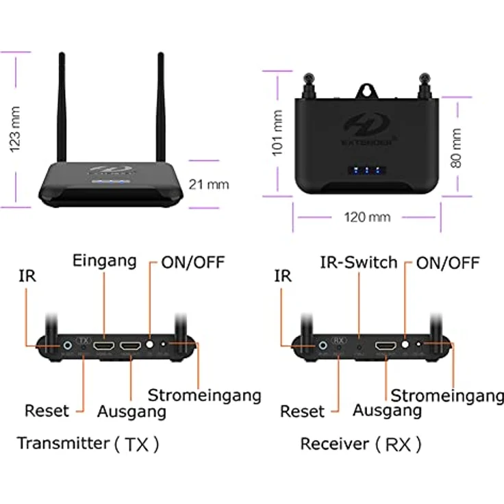Bolwins A81DS HDMI Wireless Transmitter and Receiver – 1080p 60Hz, 150m Reichweite, Dualband-Übertragung – Bild 3