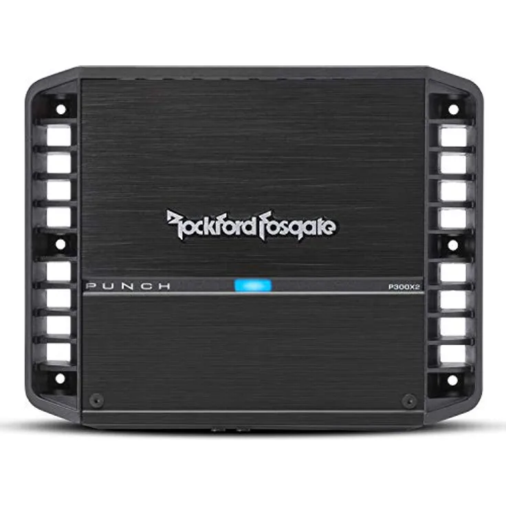 Rockford Fosgate P300X2 PUNCH, 2-Kanal Class-AB Verstärker mit 2 × 150 W RMS, Hoch- und Tiefpassfilter, Aluminiumgehäuse