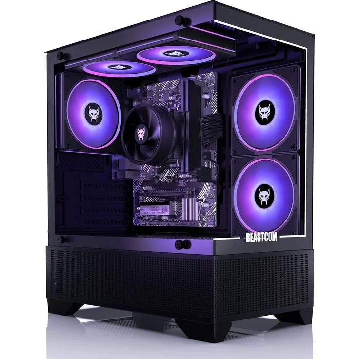 BEASTCOM Q3 Essential Gaming PC, AMD Ryzen 5 4X 4,20GHz, 16GB RAM, 1TB SSD, 4K Vega 11 Grafik, Schwarz, Windows 11 Pro