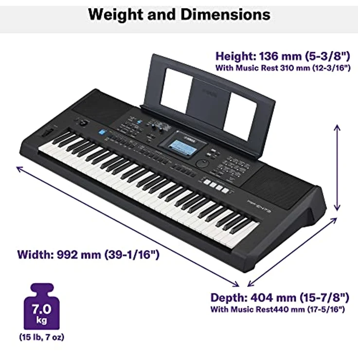 Yamaha PSR-E473, Home-Keyboard mit Netzteil, Notenhalter und umfangreichen Instrumentenklängen – Bild 3