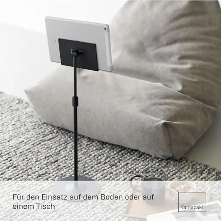 Yamazaki 1434 SMART Höhenverstellbarer Tablet-Ständer, schwarz, aus Stahl-ABS Harz-Silikon, minimalistisch, 40,8-65,8 cm höhenverstellbar – Bild 3