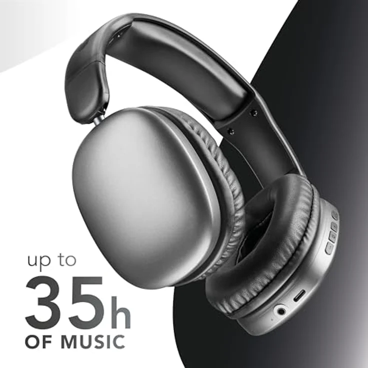 Cellularline Music & Sound MAXI 3, Bluetooth Kopfhörer mit ANC, 27 Stunden Akkulaufzeit, kabellos und kabelgebunden, Schwarz – Bild 4