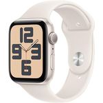 Apple Watch SE (2. Generation) GPS 44 mm Smartwatch mit Aluminiumgehäuse in Polarstern und Sportarmband in Polarstern (M/L). Fitness und Schlaftracker, Unfallerkennung, Herzfrequenzmesser