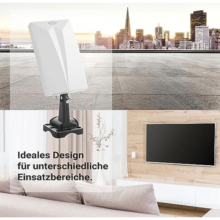 Xoro HAN 600 DVB-T2 aktive Kombo Antenne mit eingebautem Verstärker (LTE Rauschfilter, 3,5m Anschlusskabel, für Außen und Innen) weiß – Bild 2