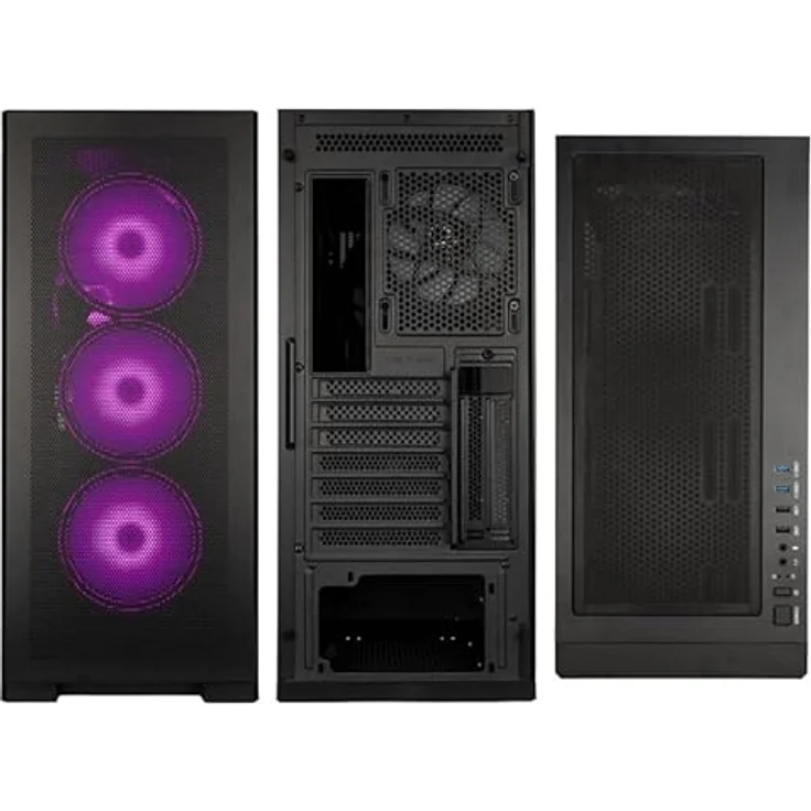 Kolink Unity Meshbay ARGB PC-Gehäuse, Mesh- und Glas-Paneele, ARGB-Lüfter, Halbe Netzteil-Hülle, SPCC-Stahl, Mid Tower, Schwarz – Bild 4