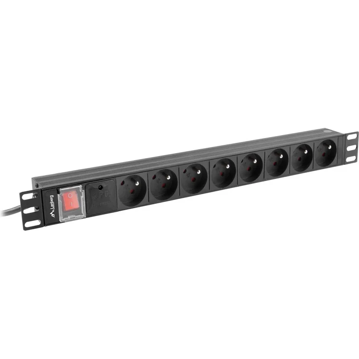 Lanberg Rack, Stromverteilungseinheit 1U, 4000 Watt, 8 Ausgänge, Schwarz