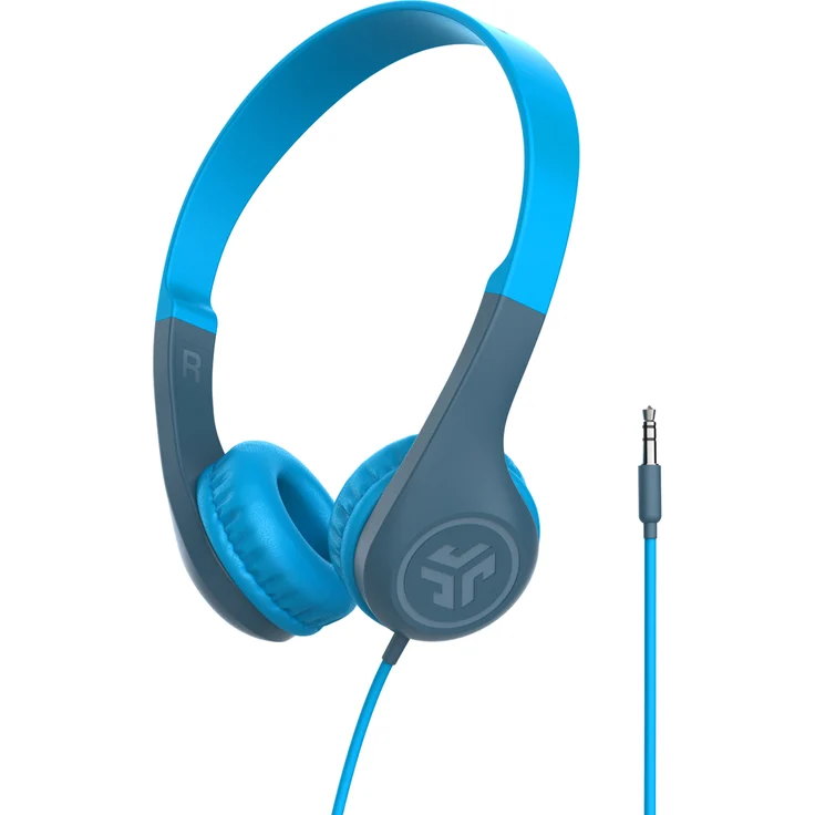 JLab JBuddies Pop Wired Kopfhörer, On-Ear Kinderkopfhörer mit Lautstärkebegrenzung, blau, für Kinder 2-6 Jahre