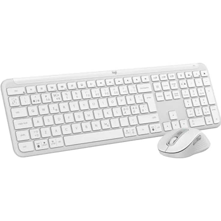 Logitech MK950 Signature Slim kabelloses Tastatur-Maus-Set - Weiß, US QWERTY-Layout