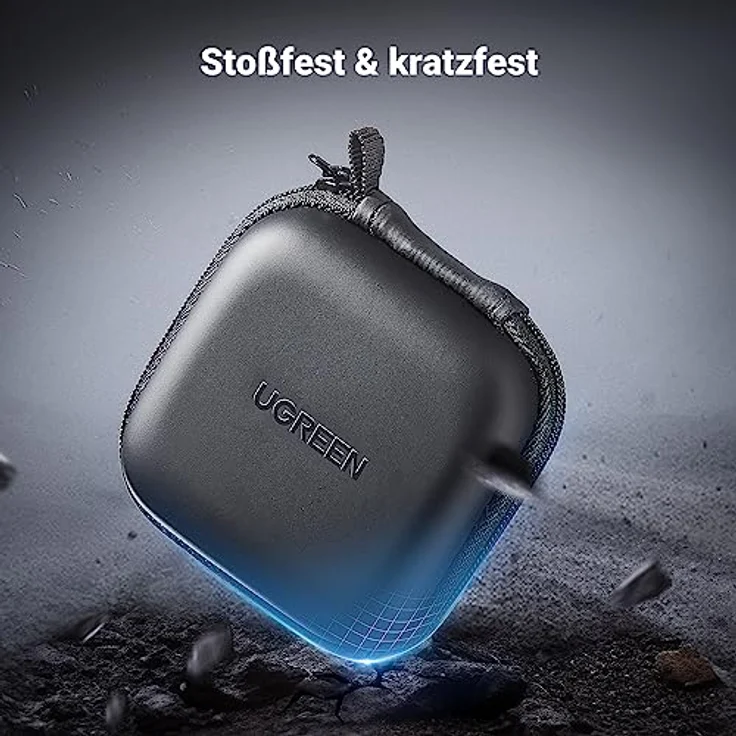 UGREEN Kopfhörer Tasche Case stoßfeste Schutztasche - Hardcase für In Ear Ohrhörer - kompatibel mit Airpods, Earpods, MP3 Player - Schwarz – Bild 3