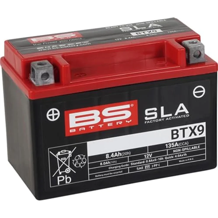 BS Battery SLA Wartungsfreie Batterie BTX9, werkseitig aktiviert, 12V, 8,4Ah, vibrationsfest, auslaufsicher – Bild 2